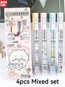 1pc/4pcs Bandai, Stationery, Cute Gel Pen Set, Gel Ink Ballpoint Pen, Creative Cartoon Neutral Pen, 0.5mm Fine Black Ink, Student Signature Pen, Multi-Color Signature Pen, Plastic Materials, Ergonomic Design, Various Cute Design Stationery Supplies, Suitable For School And Office Supplies Gifts, The Perfect Party Gift Birthday Surprise Gift, Is An Ideal Choice For Christmas, Halloween, Thanksgiving Gifts., School Supplies, Back To School