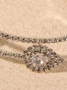 1pc Rhinestone & Zirconia Beads Criss-Cross Stretch Bracelet, Suitable For Daily Wear