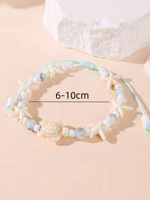 1pc Sea Turtle & Starfish Beaded Bracelet, Suitable For Summer Beach Holiday Outfits - Turtle and Starfish Bracelet - View 6