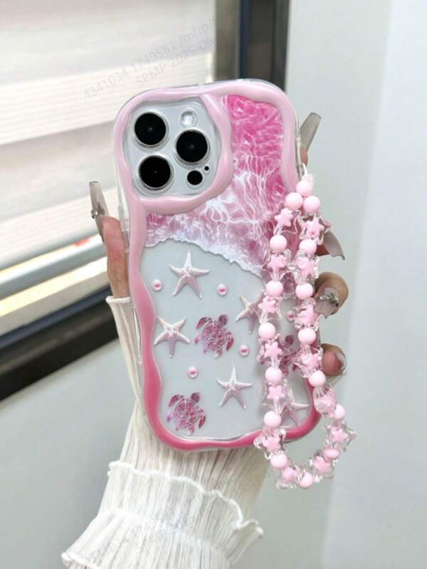 Turtle Cream Wavy Edge Glazed Painting Drop-Proof Cellphone Case With Handmade Beaded Bracelet, Compatible With IPhone XR/7/8, IPhone 15 Pro Max, IPhone 13, IPhone 14, IPhone 11 Soft Case, IPhone XS Cream Wavy Edge Glazed New TPU Drop-Proof Soft Case, Compatible With Galaxy S24, Galaxy S24+, Galaxy S24 Ultra, Galaxy S22, Galaxy A13 4G, Galaxy A52, Galaxy A52s 5G, Galaxy A23, Galaxy A35, Galaxy A25, Galaxy A73