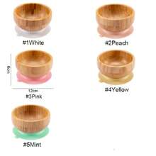 Personalized Customizable Bamboo Wooden Bowl Baby Feeding Bowl Wooden Kids Feeding Supplies For Baby Tableware Suction Round Shaped Bowl Dinnerware Product Baby Shower Family Decorations Gifts Winter Eve Gifts Back To School Winter Gift Ideas Boy Girl Valentine's Day - Multicolor - View 12