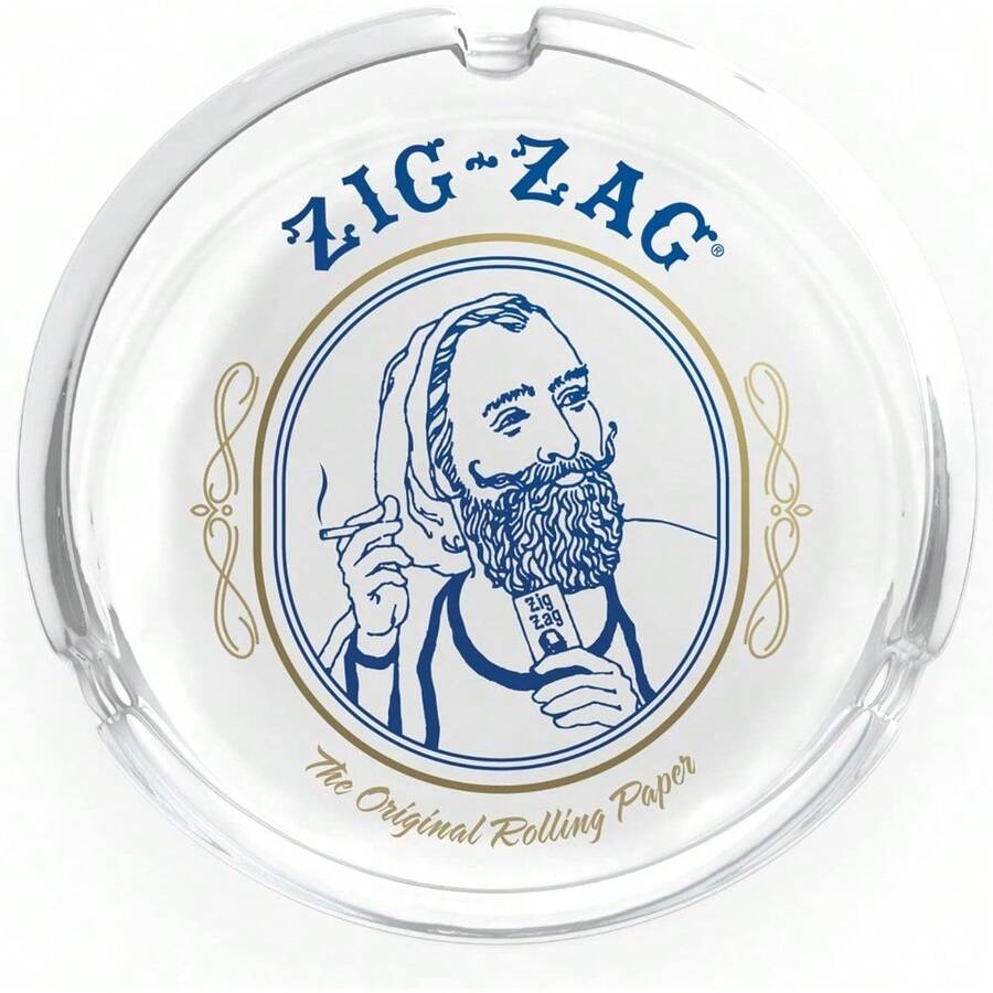 Cenicero de cristal artesanal - Diseño clásico de zigzag, ideal para el hogar, la oficina, la decoración interior y exterior - Disponible en vintage y blanco (blanco clásico) - por defecto - Ver 1