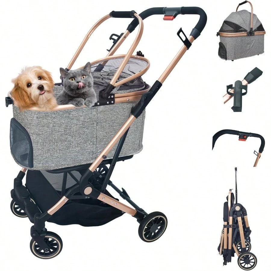 ペットカート分離型 ショップ 軽量 猫 犬用 バギー いぬ用 4輪 前輪360