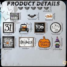 Zestaw 16-częściowych dekoracji na tace na Halloween, zawiera kreatywną ramkę z dyni, pajęczą sieć, drewniane znaki nietoperza, dekoracje na tace w stylu wiejskim do domu, kuchni, na imprezę halloweenową (koraliki nie są dołączone)