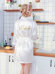 Women's Ice Silk Embroidered Bridal Robe, Wedding Cloak, Bridal Morning Gown - White Bridal Gown - View 4