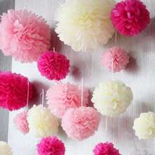 12PCS Colorful Paper Flower Party Decorations, Easter Macaron Paper Flower Pom-Poms For Hanging Decor, Birthday Party Table Decorations