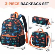 3pcs Kids Backpack Set For Girls School Bags Large Capacity Boys Printing School Backpack Set Rucksack Bagpack Kids Cute Book Bags, Casual Outings, Casual Student Bag - Black Dinosaur - View 4