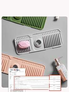 Alfombrilla de silicona para el drenaje del fregadero, protector contra salpicaduras del grifo de la cocina, almohadilla de drenaje con borde estrecho y pendiente extendida para el fregadero