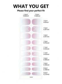 20 pièces/set Autocollants de vernis à ongles en gel semi-durci avec design French Tip, gel UV longue durée et facile à poser/retirer