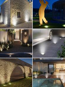 2/4/6/8/10/12/16/18/24pcs Solar Powered In-Ground Lights, 8pcs LED Solar Powered Disk Lights, IP44 Waterproof Solar Lights, Path Lights, Landscape Lighting, Add Warm Ambiance To Garden, Walkway, Yard, Driveway, Lawn, Solar Outdoor Christmas Decor Lights, Christmas Lights, Fairy Lights