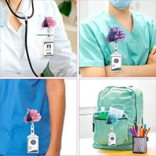 1 Stück Krankenschwester einziehbare Ausweishalter mit "Hilfe ist unterwegs, Liebes" Glitzer Design - Lila, glänzend, Ausweishalter für RN LPN CNA Medizinisches Personal - Kunststoff Krankenschwester Geschenk, Krankenschwester Zubehör, Accessoire für Gesundheitspersonal, verspieltes Schriftdesign, funktionaler Clip, Krankenhaus Zubehör, Krankenhaus Mitarbeiter Schulbedarf, Rückkehr zur Schule