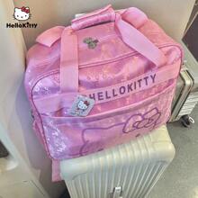 Sanrio 1pc Hello Kitty High Quality Oxford Cloth Travel Bag With Zipper, Adjustable Shoulder Strap, Portable Clothes Storage Bag - Pink
