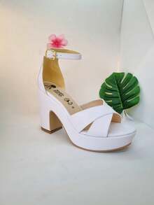 女士高跟凉鞋 - 白色 - 查看 3
