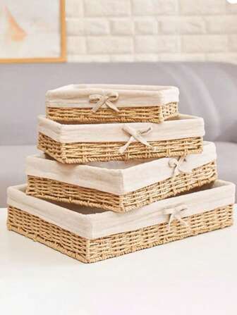 1/4 st förvaringslåda för skrivbordet, kosmetika, nyckel, snacks, soffbord, vardagsrum, entré, hushåll, rottingvävd förvaringskorg, vävd låda