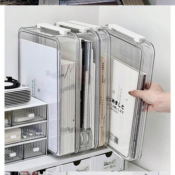 1 Pieza Portador de tarjeta de identificación/documento de PET transparente grueso, organizador de caja de carpeta/examen de alta capacidad, para útiles escolares, de vuelta a la escuela