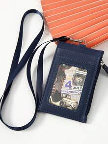 休闲仿皮卡包 - 1 件带挂绳的拉链证件包 - 无衬里可手洗女士钱包迷你钱包钱包学校用品卡包钱包返校用品 - 彩色 - 查看 4