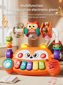 1pc Baby Fox Electronic Piano Toy, Multifunctional Early Education Intelligent Musical Toy, Suitable As Baby Gift (Color & Expression Pattern Random)
