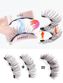 MAGEFY 一套棕色磁性假睫毛 - 包括磁性夹子 + 多功能刷 + 3 个睫毛夹 + 睫毛夹，狐狸眼假睫毛，便携，自然逼真，可重复使用，强力磁铁吸附，无需胶水，无需卸妆产品 - 自然纖長款 - 查看 7