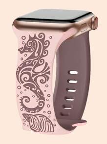 Band Compatible With Apple Watch Bands For Women 40mm 41mm 38mm 42mm 44mm 45mm 46mm 49mm, Engraved Cute Pattern Silicone Dressy Strap For I Watch Series 10 9 8 7 6 5 4 3 2 SE Ultra