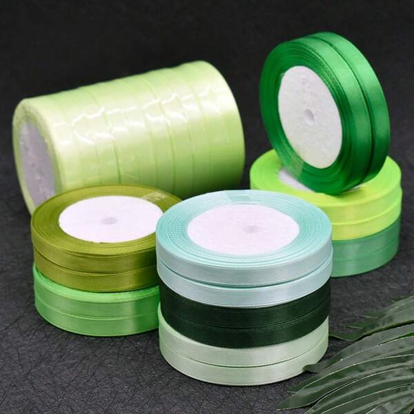 شريط ساتان 1 سم عرض مزين بعقدة يدوية، مناسب للخبز والتزيين الزهري والاكسسوارات الشعرية DIY