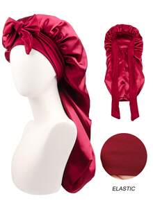 1 件女士长缎仿丝蝴蝶结睡帽，大号辫子卷发睡帽，适合睡眠和日常美容使用 - 彩色 - 查看 18