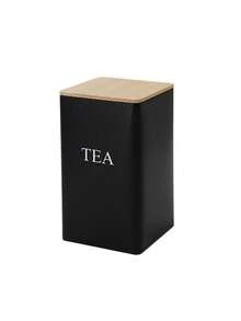 3 件装带竹盖的锻铁罐，用于咖啡、糖、茶的密封厨房储物容器 - 方形马口铁密封罐，用于整理和食品储藏室展示，节省空间的设计，适用于厨房和餐厅装饰