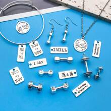 Juego de 10/32 piezas surtido de dijes de equipo de fitness de aleación con acabado plateado antiguo, adecuado para hacer collares, aretes, llaveros y accesorios de joyería DIY