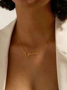 1pc Gold Multi-Font Style Optional Custom Cursive Letter Pendant Necklace - Personalized Stainless Steel Name Chain, Perfect For Ladies Birthday And Graduation Gifts Thanksgiving Christmas Gold,Rose Gold Stylish,New Year Glamour - Multicolor - View 8