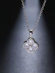 1 Piece Shiny Zirconia Romantic Flower Pendant Necklace For Women Gold Plated Flowers Choker Girls Wedding Party Luxury Jewelry