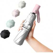 BAODINI Small UV Protection Travel Umbrella Compact For Rain And Sun UPF 50+ 41 Inch Portable Umbrella For Women And Men - 銀色 - 查看 1