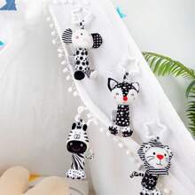 Cute & Funny Black & White Rattle Animal Plush Decoration - Zebra, Fox, Lion, Elephant, Soft Hanging Rattle For Infant & Toddler, Attractive Baby Toy