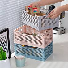 1 件现代可堆叠塑料储物篮，可折叠收纳盒，适用于零食、冰箱和桌面、家庭和办公室整理，适合返校 - 彩色 - 查看 4