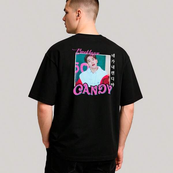 Ousy Camiseta T-shirt Unissex Algodão Baekhyun Grupo Exo Byeon Baek Hyeon Kpop Oversized