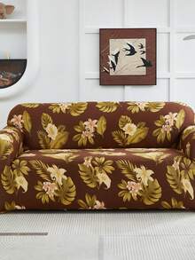 1 件套多功能全套沙发套，精美花卉叶图案设计，保护沙发，节日装饰，高弹性一体式沙发套