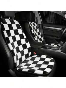 1pc Plush Seat Cushion, Winter Creative Cat Paw, Grid Car Warm And Anti Slip Seat Cushion, All Season Universal Car Seat Cushion - Black and White - View 14