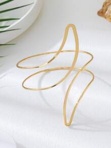 1 pièce Bracelet minimaliste classique polyvalent, lisse, géométrique, creux à double couche, réglable pour femmes