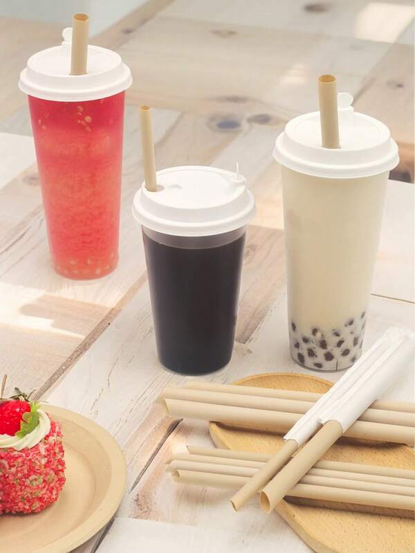 Pajitas de fibra de bambú desechables de 8 mm y 12 mm, pajitas desechables con 20/50/100 piezas en embalaje individual, pajitas de fibra de bambú 100% compostables y resistentes al calor, adecuadas para bubble tea, batidos, bebidas con pulpa de fruta, zumos de fruta, cócteles, café, bebidas embotelladas, refrescos, etc.