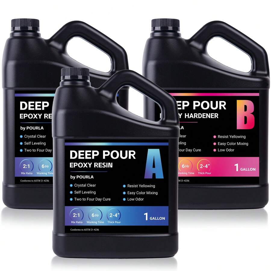 Deep Pour Epoxy Resin, 2 To 4 Inch Pour Depth, Bubble Free, Low Viscosity, Heat Resistant Epoxy Resin For River Table, Carbon Fiber, And Crafts