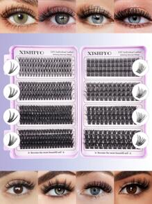 616/512/488pcs Lash Clusters, D Curl, Single Lash Clusters, D Curl 10-16mm Effect DIY Handmade False Eyelashes, Dense Curl, Soft Thick 40W Customizable Eyelash Extension, Ultra-Light False Eyelashes, 10-16mm Mixed Length, 0.07mm D Curl, 32 Rows, Faux Mink, Single Cluster Design, Suitable For Daily Wear, Parties And All Occasions, W04 Thick Cluster False Eyelashes