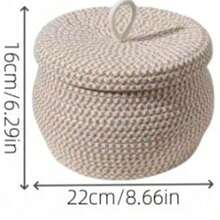 Round Woven Storage Basket With Lid - Decorative, Portable Home Organizer For Living Room, Bedroom, Kitchen - Mixed Colors, Under 3.2 Cu Ft Capacity, Ideal For Holiday Decor, Basket Storage | Decorative Storage Basket | Woven Construction, Basket Storage - Storage Box - View 3