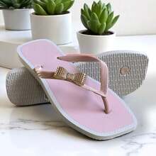 Women's Flip Flops With Cute Bow - Màu Hồng baby - Xem 2
