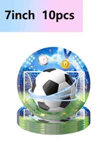 10pcs Football World Cup Match Theme Party Holiday Celebration Supplies, Disposable Paper Plates Paper Cups Paper Towels Tableware Sets Birthday Parties, World Cup Celebrations, Football Dreams, Camping Camping Travelling