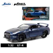 Jada 1:32 比例 Bran 的 2002 年日产 Skyine R34 压铸汽车、2008 年道奇蝰蛇、2024 年野马、Veneno、2009 年日产 GT-R、2020 年角斗士、1995 年日产 Skyline GTR、Lecon 超级跑车、儿童和成人玩具车，1 件