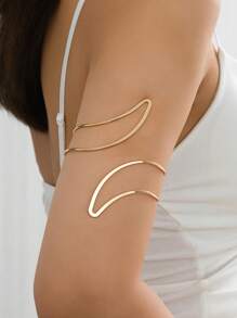 1 pièce Bracelet minimaliste classique polyvalent, lisse, géométrique, creux à double couche, réglable pour femmes