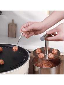 1 件不锈钢肉丸制作工具，快速便捷的 DIY 肉丸、鱼丸、饼干、冰淇淋，适合家庭和餐厅厨房，耐用的炊具，肉丸机 - 銀色 - 查看 10