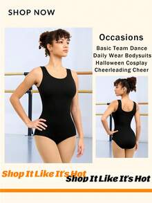 女士基础款无袖吊带芭蕾舞紧身衣，成人体操舞蹈背心，带柔软内衬，适合万圣节角色扮演、日常穿着、啦啦队服、芭蕾舞服、连体衣