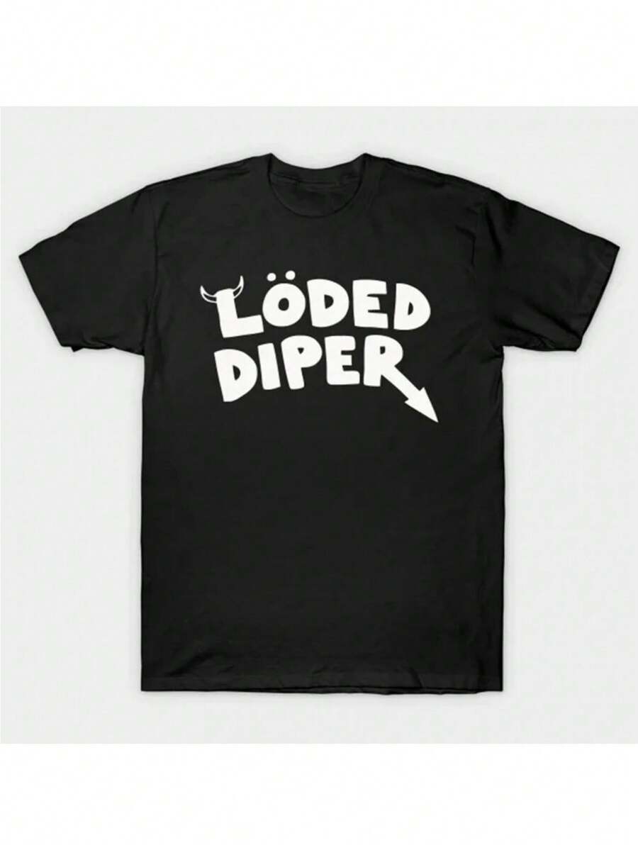 Funny Clothes For Men And Women, Printed T-Shirt With Loded Diper Diary Of A Wimp, Comfortable Summer Tops, Unisex Urban Fashion - 黑色 - 查看 1