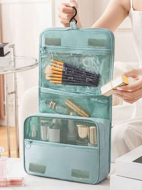 1 peça de bolsa de cosméticos à prova d'água para pendurar, bolsa de armazenamento para artigos de higiene pessoal, bolsa de viagem para artigos de higiene pessoal para pendurar no verão, bolsa de cosméticos, bolsa de armazenamento, bolsa de viagem, itens essenciais de praia, toalha de praia, viagem de verão, conveniente para penteadeira, banheiro, quarto, sala de estar, viagem, dormitório, adequada para batom, cuidados com a pele, cosméticos, eletrônicos, etc. Armazenamento, presente de Natal, presente de aniversário, presente de feriado