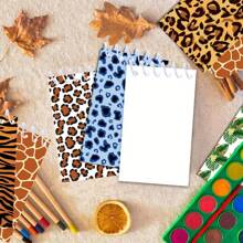 8pcs Animal Print Ivory Leopard Pattern Mini Notebook Set, School Office Stationery, Student Back To School Memo Pad
