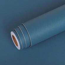 1 卷自粘纯色壁纸，蓝色卧室装饰墙纸，防水防油墙贴，适用于墙壁、护墙板、桌面、桌子、宿舍、卧室、客厅、厨房橱柜墙贴墙面装饰客厅装饰 - 藍色 - 查看 4